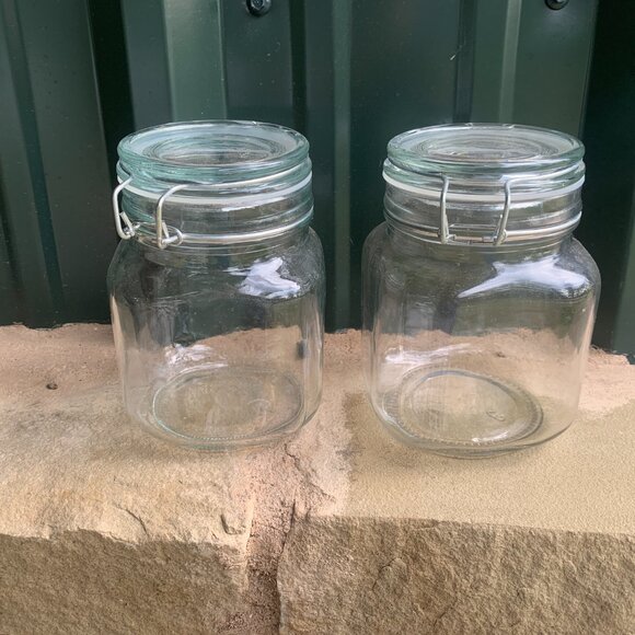 JARS - 2 airtight 32oz hermetic Glass Jars hinged wire Lid Kitchen Arts & Crafts - Picture 4 of 16